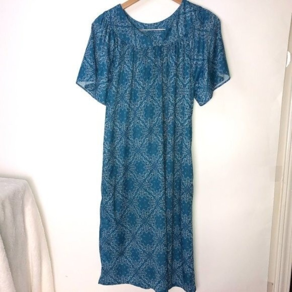 Anthony‎ Richards Comfortable Blue Paisley Cottagecore House Dress Medium